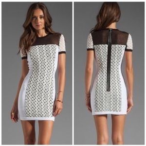 Black Halo Vanessa White Crochet Sheath Dress